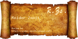 Reider Zsolt névjegykártya